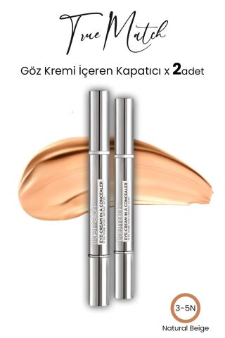 Loreal Paris True Match Göz Kremi İçeren Kapatıcı Natural Beige 3-5N x 2 Adet