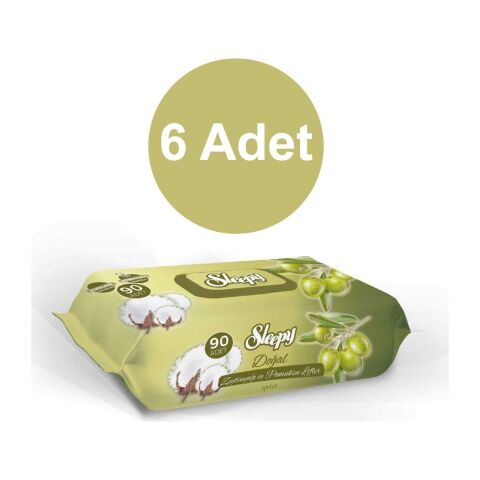 Sleepy Zeytinyağlı Islak Havlu 90'lı 6 Adet