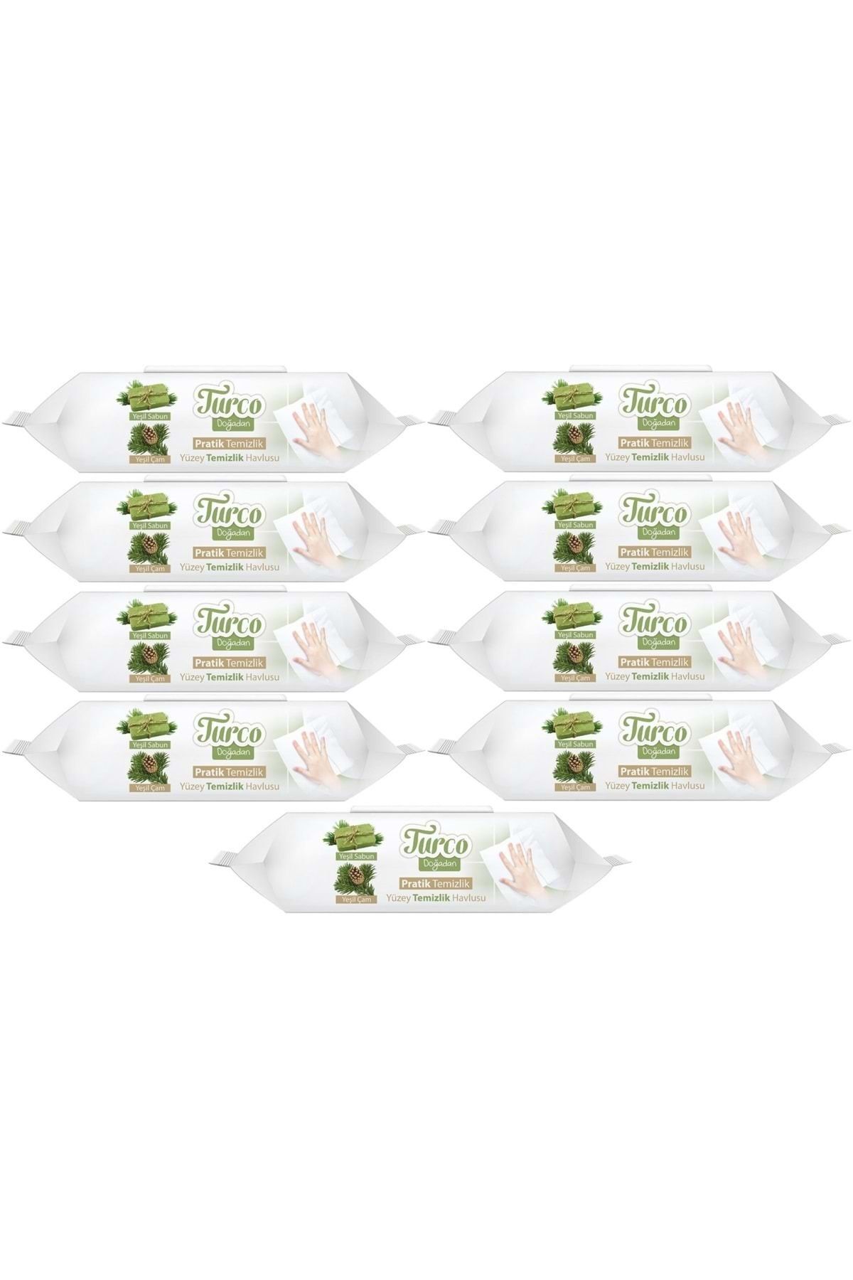 Baby Turco Yeşil Çam, Sabun Pratik Yüzey Temizlik Havlusu 100'lü X 9