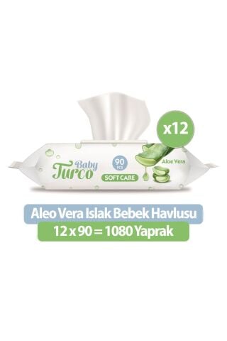 Baby Turco Softcare Aloea Vera Islak Havlu Mendil 90x12 1080 Yaprak