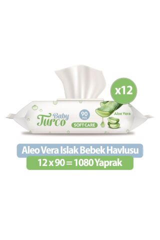 Baby Turco Softcare Aloea Vera Islak Havlu Mendil 90x12 1080 Yaprak