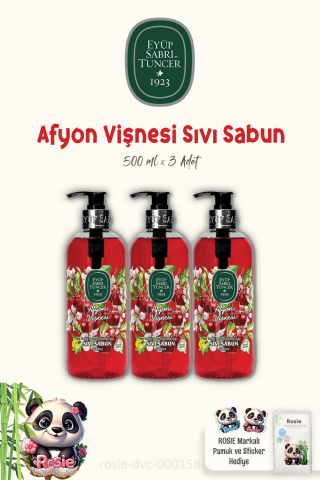 Eyüp Sabri Tuncer 3'lü Afyon Vişnesi Sıvı Sabun 500 ml ve ROSIE %100 Doğal Pamuk