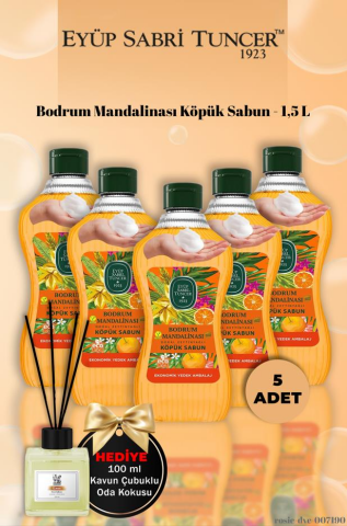 5'li 1,5 L Eyüp Sabri Tuncer Bodrum Mandalinası Köpük Sabun Kavun Koku Hediye