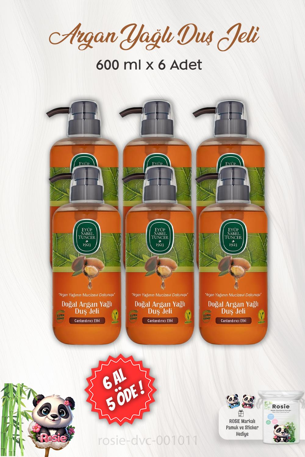 6 AL 5 ÖDE Eyüp Sabri Tuncer Doğal Argan Yağlı Duş Jeli 600 ml ve ROSIE