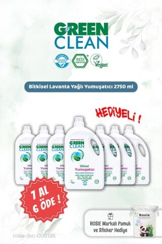 Green Clean Lavanta Yağ.Çamaşır Yumuşatıcı 2750 ml 7 AL 6 ÖDE ve Rosie Hediye