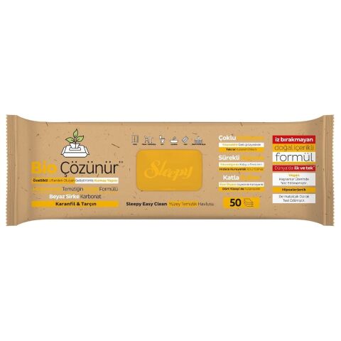 Sleepy Bio Çözünür Yüzey Temizlik Havlusu Karanfil&Tarçın 3x50 (150 Yaprak)