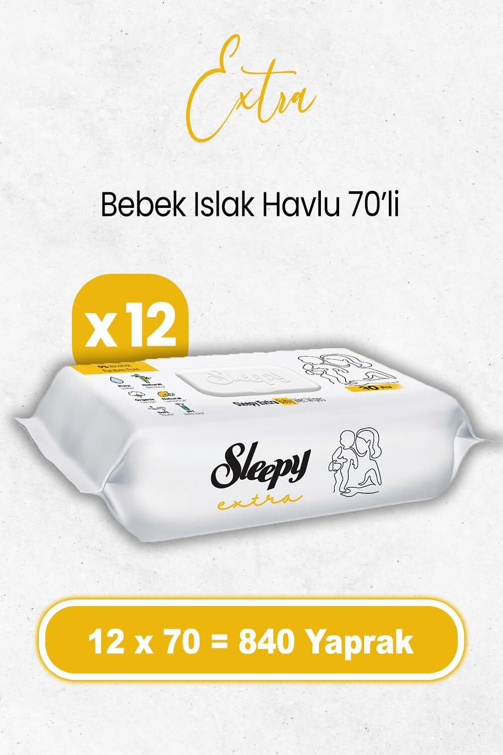Sleepy Extra Islak Bebek Mendil 70 x 12 Adet (840 Yaprak)