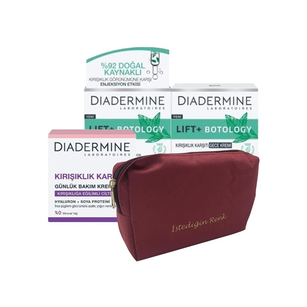Diadermine Lift+ Botology Gündüz Kremi 50 ml + Gece Kremi 50 ml, Bakım Kremi ve 'İstediğin Sen' Çanta Hediyeli