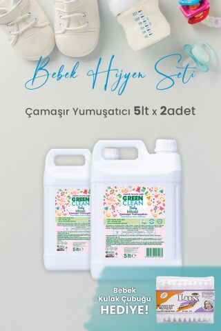Green Clean Baby Bitkisel Çamaşır Yumuşatıcı Lavanta Yağlı 5 lt x 2 Adet ve Hediyeli