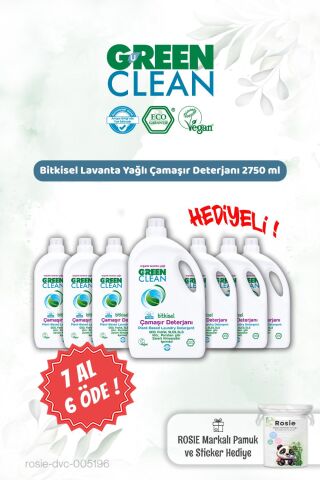 Green Clean Bitkisel Çamaşır Deterjanı 2750 ml 7 AL 6 ÖDE ve Rosie Hediye