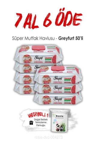 Sleepy 7 AL 6 ÖDE Greyfurtlu Süper Mutfak Havlusu 50'li ve ROSIE