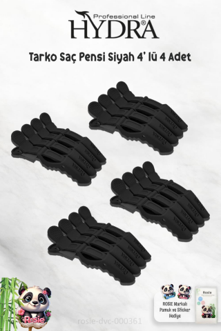 4 Adet Tarko Hydra 2192 Saç Pensi 4 Lü Siyah ve ROSIE