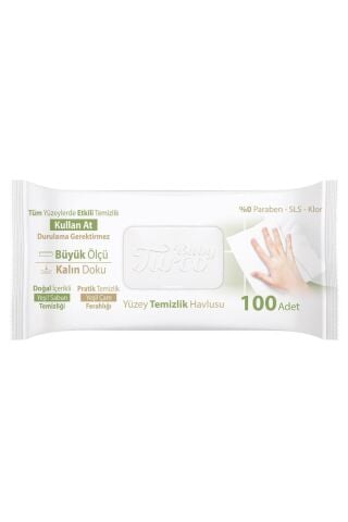 Baby Turco Yüzey Temizlik Havlusu Yeşil Çam, Sabun 100'lü 4 Adet