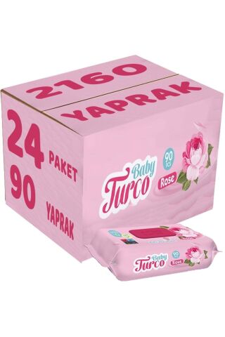 Baby Turco Islak Havlu 90 Yaprak Gül/rose 24 Lü Set 2160 Yaprak