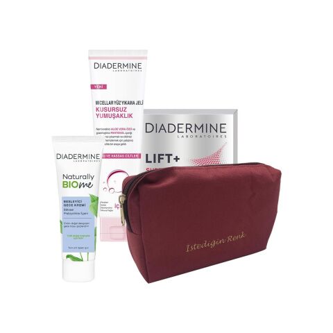 Diadermine Yüz Yıkama Jeli, Gündüz Kremi, Gece Kremi ve 'İstediğin Sen' Çanta Hediyeli