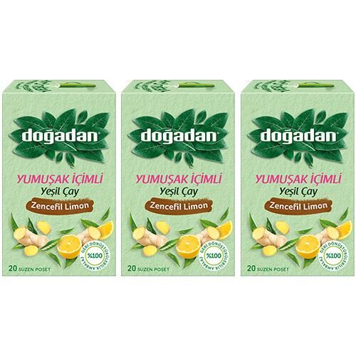 Doğadan Yeşil Çay Yumuşak İçimli Zencefil Limon x 3 adet