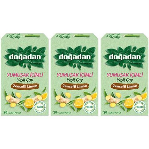 Doğadan Yeşil Çay Yumuşak İçimli Zencefil Limon x 3 adet