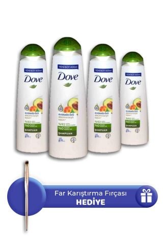 Dove Şampuan Avokado Özü 400 ml 4 Adet, Far Karıştırma Fırçası Hediye