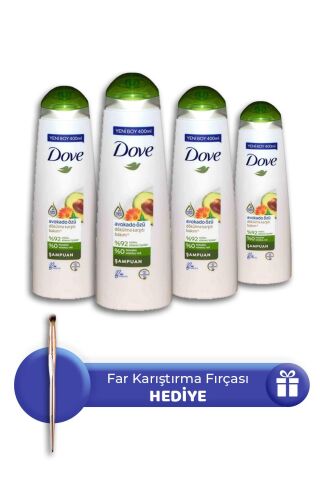 Dove Şampuan Avokado Özü 400 ml 4 Adet, Far Karıştırma Fırçası Hediye