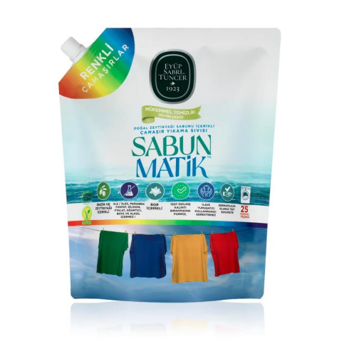 Eyüp Sabri Tuncer Sabun Matik Doğal Zeytinyağlı Çamaşır Yıkama Sıvısı Renkliler 1,5 lt