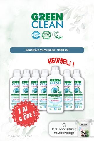 Green Clean Sensitive Yumuşatıcı 1000 ml 7 AL 6 ÖDE ve Rosie Hediye