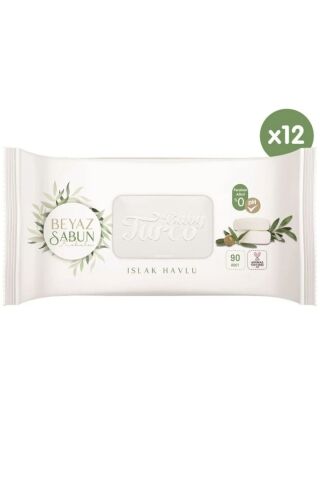 Baby Turco Beyaz sabun kokulu ıslak havlu 12x90