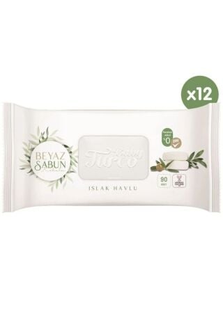 Baby Turco Beyaz sabun kokulu ıslak havlu 12x90