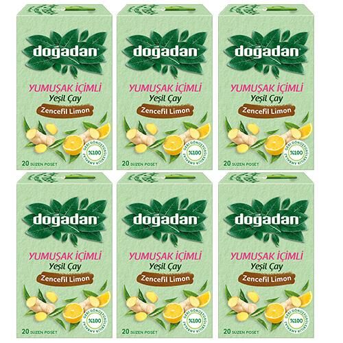 Doğadan Yeşil Çay Yumuşak İçimli Zencefil Limon x 6 Adet