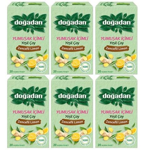 Doğadan Yeşil Çay Yumuşak İçimli Zencefil Limon x 6 Adet
