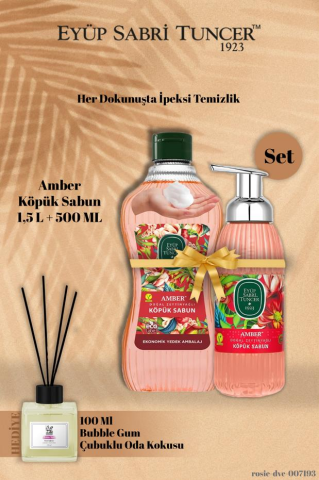 Eyüp Sabri Tuncer 1,5 L + 500 ML Amber Köpük Sabun Bubble Gum Koku Hediye
