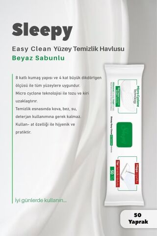 Easy Clean Beyaz Sabun Katkılı Mop Uyumlu Yer Temizlik Havlusu 50 Yaprak