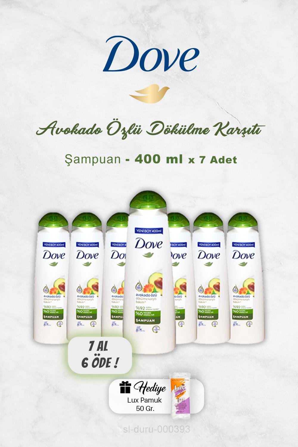 7 AL 6 ÖDE Dove Şampuan Avokado Özlü 400 ml, Pamuk Hediyeli