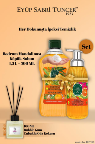 Eyüp Sabri Tuncer 1,5 L + 500 Ml Bodrum Mandalinası Köpük Sabun Bubble Gum Koku Hediye