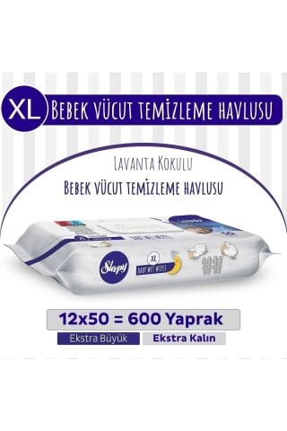 Sleepy Xl Lavanta Kokulu Bebek Vücut Temizleme Havlusu 12X50 Adet