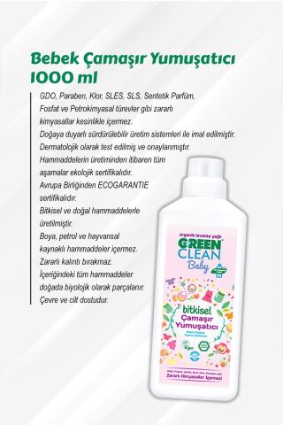 Green Clean 7 AL 6 ÖDE Baby Yumuşatıcı 1000 ml ve Rosie Hediye