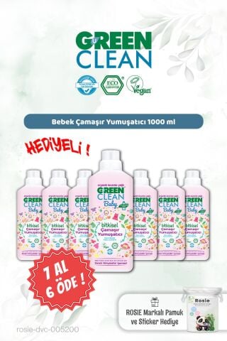 Green Clean 7 AL 6 ÖDE Baby Yumuşatıcı 1000 ml ve Rosie Hediye