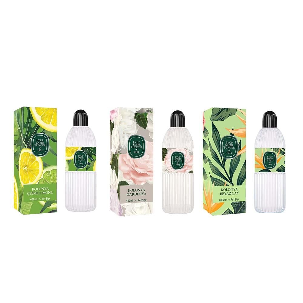 Eyüp Sabri Tuncer Kolonya Çeşme Limonu, Gardenya ve Beyaz Çay Pet Şişe 400 ml