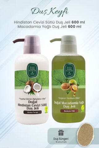 Eyüp Sabri Tuncer Duş Jeli Hindistan Cevizi, Macadamia Yağlı 600 ml ve Duş Süngeri