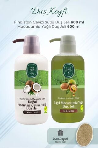 Eyüp Sabri Tuncer Duş Jeli Hindistan Cevizi, Macadamia Yağlı 600 ml ve Duş Süngeri