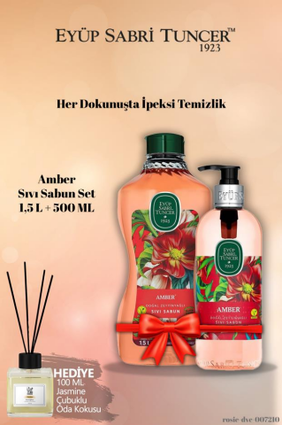 Eyüp Sabri Tuncer Doğal Zeytinyağlı Sıvı Sabun Amber 1500 ML+500 ML Yasemin Koku Hediye