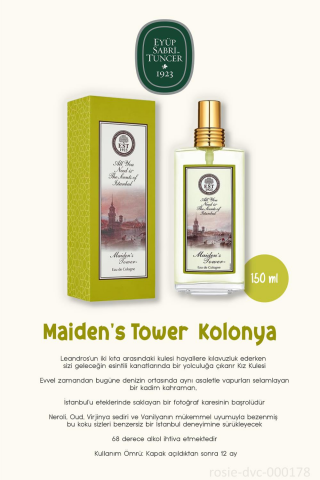 3 Adet Eyüp Sabri Tuncer Kolonya Maiden's Tower 150 ml ve ROSIE