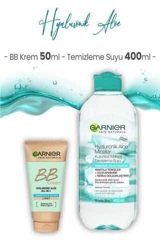 Garnier Micellar Temizleme Suyu Hyaluronik Aloe 400 ml ve BB Krem Açık Ton 50 ml