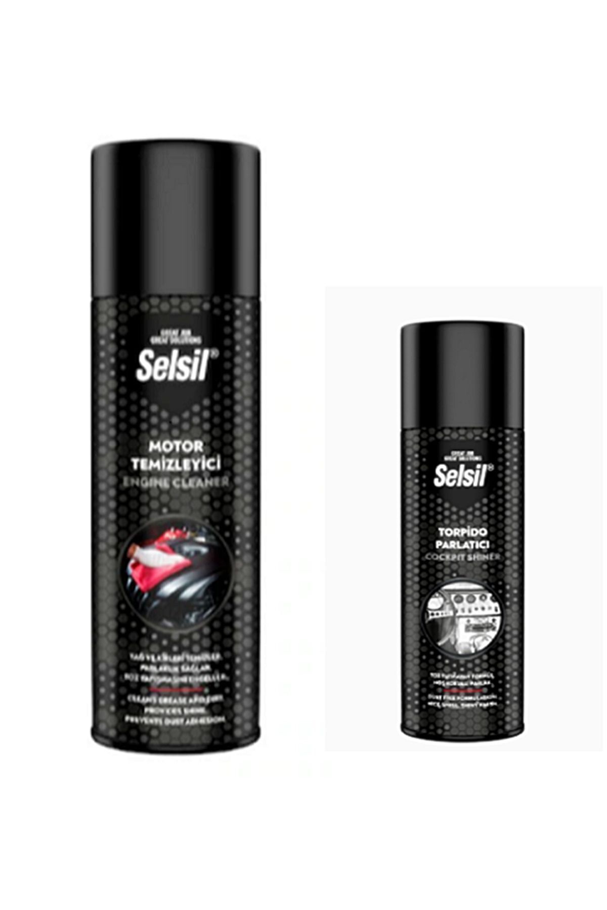 Selsil Susuz Motor Temizleme Spreyi 500 ml ve Torpido Parlatıcı 200 ml