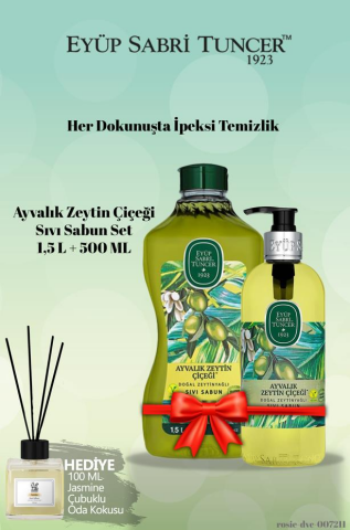 Eyüp Sabri Tuncer 1500 ML+500 ML Doğal Zeytinyağlı Sıvı Sabun Ayvalık Zeytin Çiçeği ve Yasemin Koku Hediye