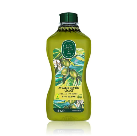 Eyüp Sabri Tuncer 1500 ML+500 ML Doğal Zeytinyağlı Sıvı Sabun Ayvalık Zeytin Çiçeği ve Yasemin Koku Hediye