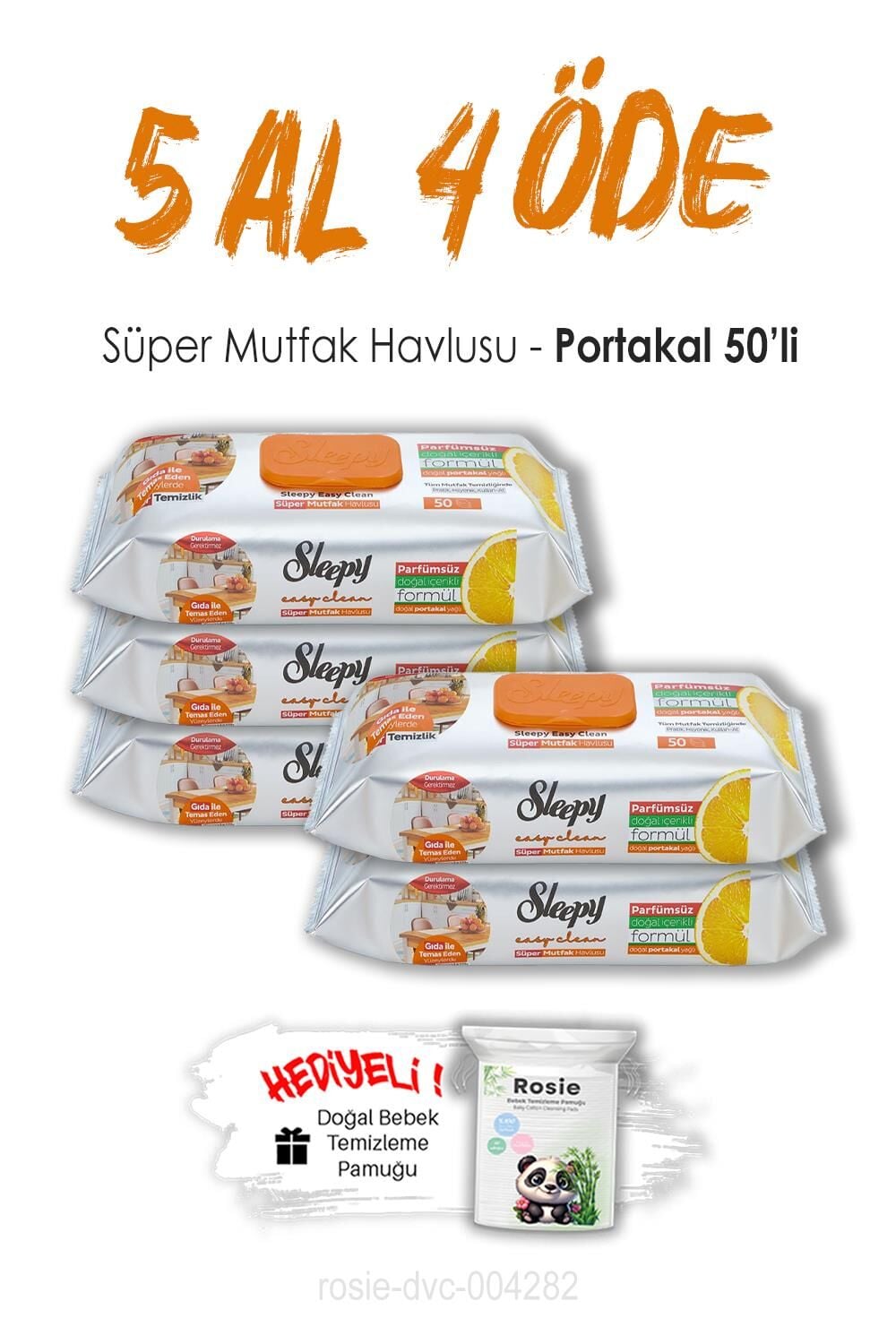 5 AL 4 ÖDE Sleepy Portakallı Süper Mutfak Havlusu 50'li ve ROSIE