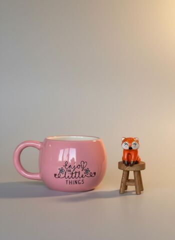 Tilki Figürlü Seramik Kupa 350 ml