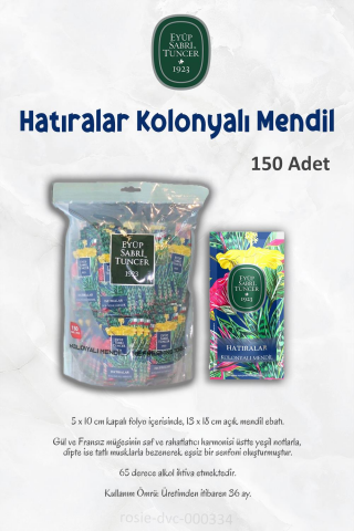 Eyüp Sabri Tuncer 3 Paket Hatıralar Kolonyalı Mendil 150'li ve ROSIE Pamuk