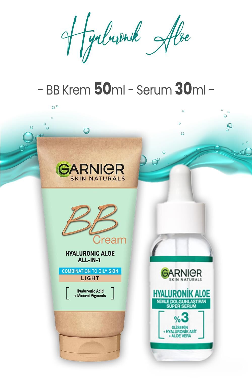 Garnier Süper Serum Dolgunlaştıran Hyaluronik Aloe 30 ml ve BB Krem Açık Ton 50 ml