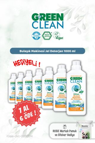 Green Clean Bulaşık Jel Deterjan 1000 ml 7 AL 6 ÖDE ve Rosie Hediye
